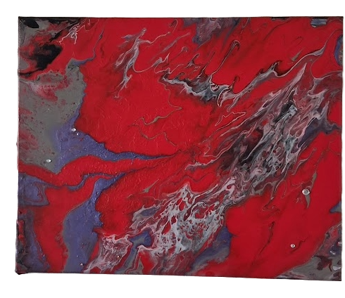 Red Grey Purple Fluid Abstract