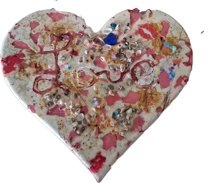 LOVE Heart with Shells and Glitter