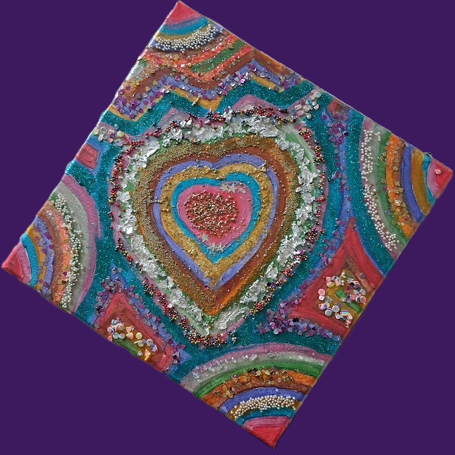 Rainbow Geode Heart Canvas