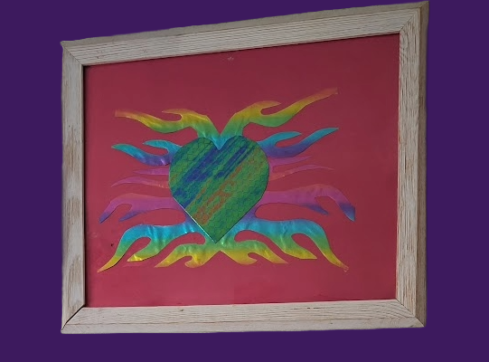 Rainbow Heart Flame — Framed